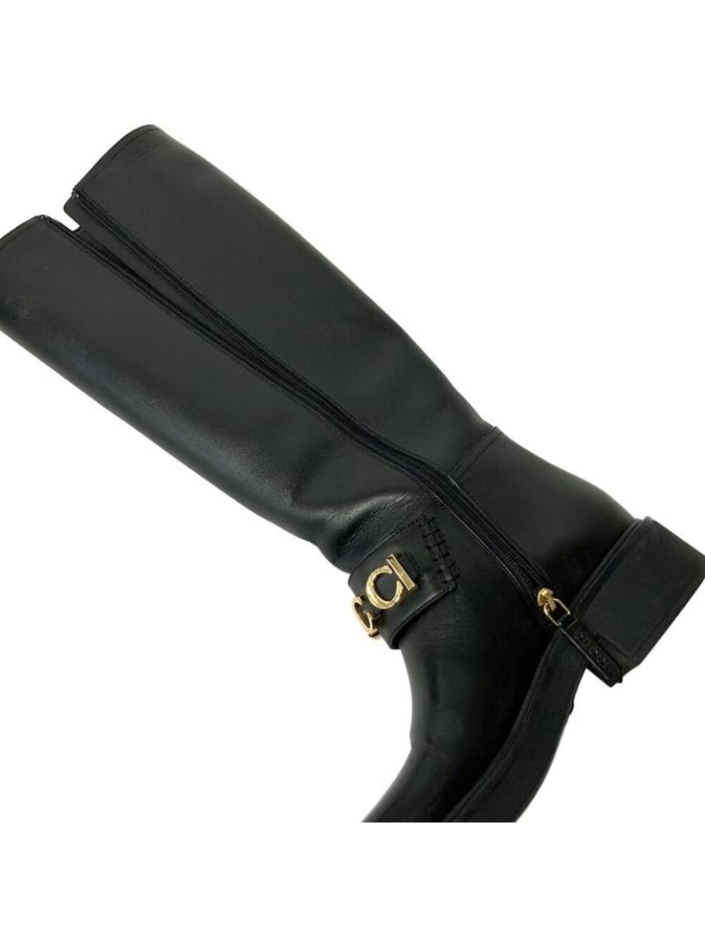 Gucci Long Boots 36 Black Logo Leather - Picture 5 of 9